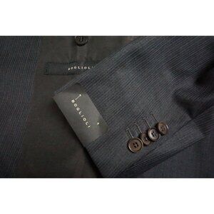 Boglioli Gray Blue Striped 100% Wool 2 Pc Suit Jacket Pants 42R BRAND NEW